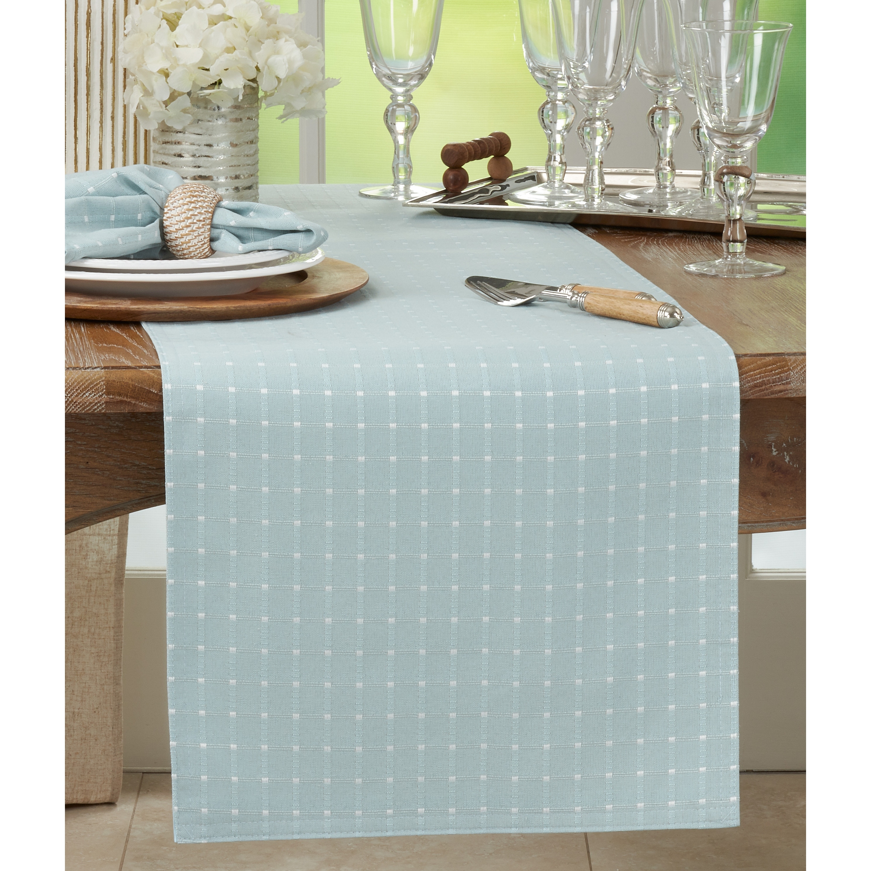 Square Stitched Dotted Table Runner