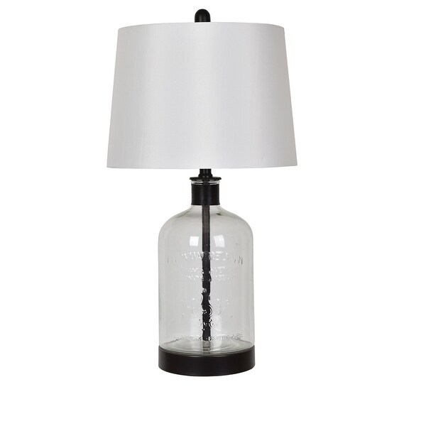 glass and metal table lamp