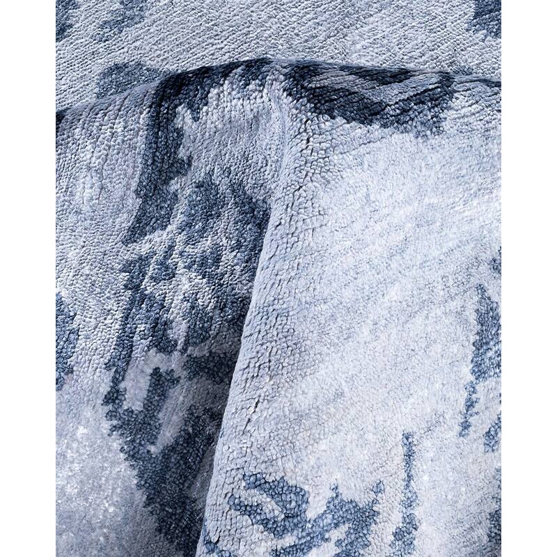 Modern One-of-a-Kind Hand-Knotted Area Rug, Blue - 9' 2" x 12' 2"