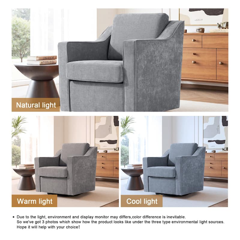 30'' W Vegan Leather/ Chenille Swivel Accent Chair