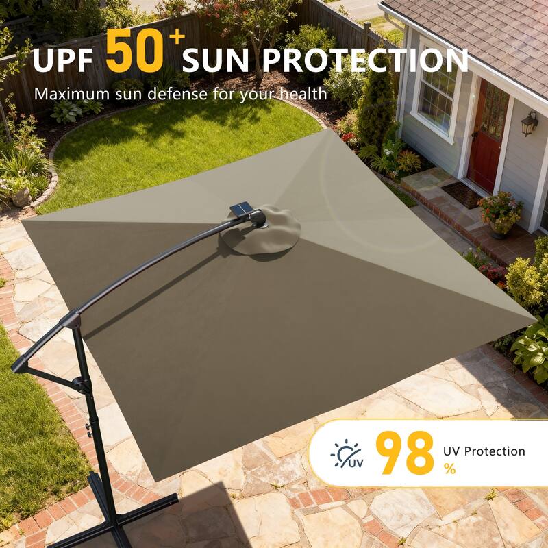 Outdoor 8.2x8.2FT LED lighted Patio Offset umbrella for Garden