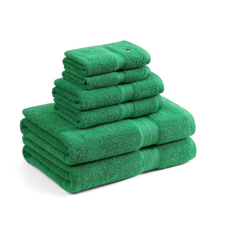 Tommy Hilfiger Modern American Cotton 6 Piece Towel Set - 6 Piece - Green