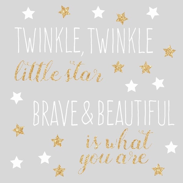 slide 2 of 3, RoomMates Gold Twinkle Twinkle Little Star Quote Wall Decals With Glitter