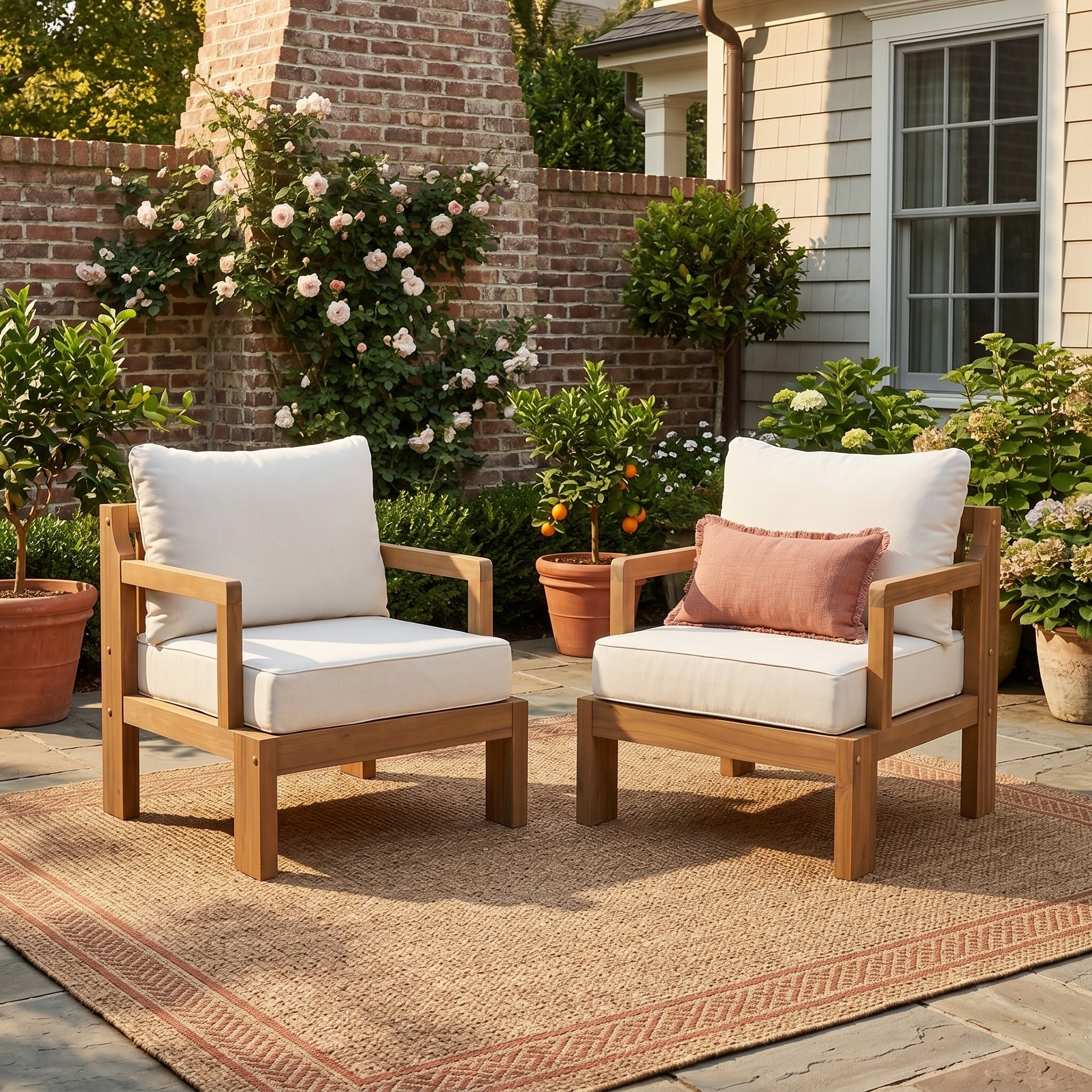 Patio Chair Side Chair Set of 2 Reception Chair with Cushions, Club Chair Coffee Chair Leisure Chair
