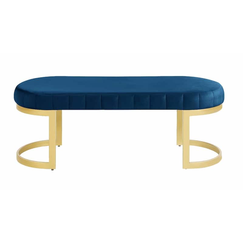 Morden Fort Contemporary Bench, Upholstered Velvet Bench Seat with Metal Legs for Entryway, Bedroom, Living Room