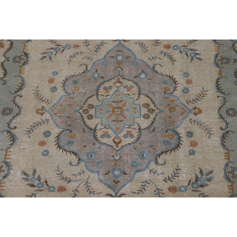 Tabriz Vintage Persian Area Rug Handmade Wool Carpet - 8'7" x 11'5"