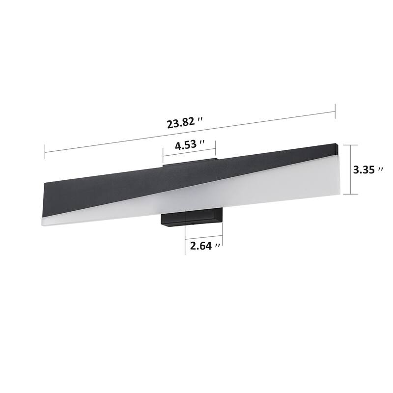 24" Modern Dimmable Acrylic Matte Black LED Vanity Light - W23.8"