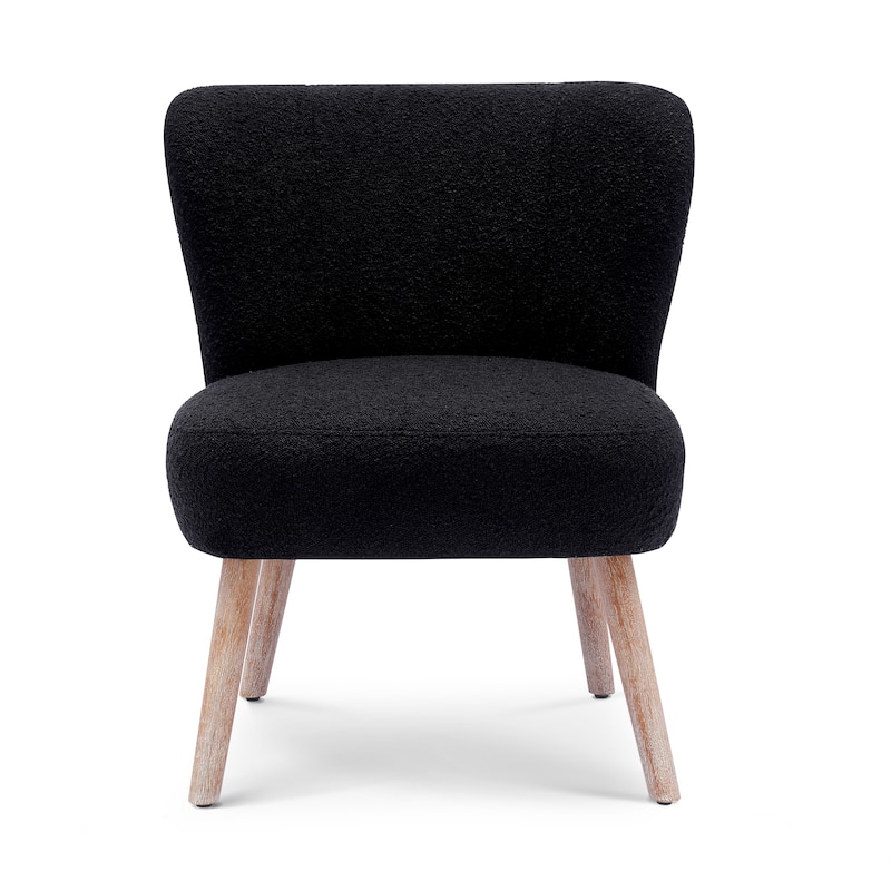Boucle Polyester Upholstered Armless Accent Chair - Stain Resistant