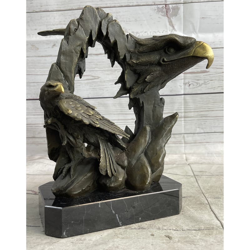 Majestic Bald Eagle Head Sculpture Bronze Statue Figurine Wildlife Bird Lover Art Decor