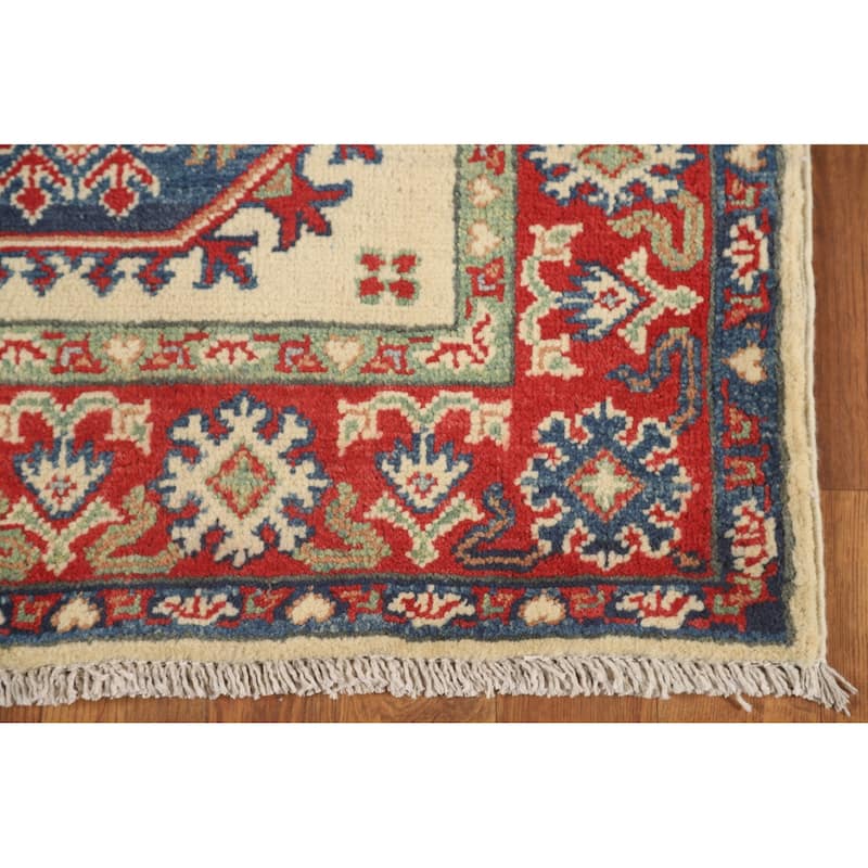Geometric Beige Kazak Oriental Runner Rug Handmade Wool Carpet - 2'7" x 35'3"