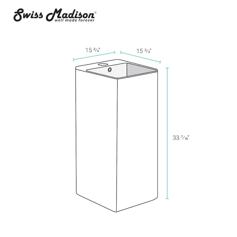 Bastille One Piece Pedestal Sink - 15.75" x 15.75" 33.45"