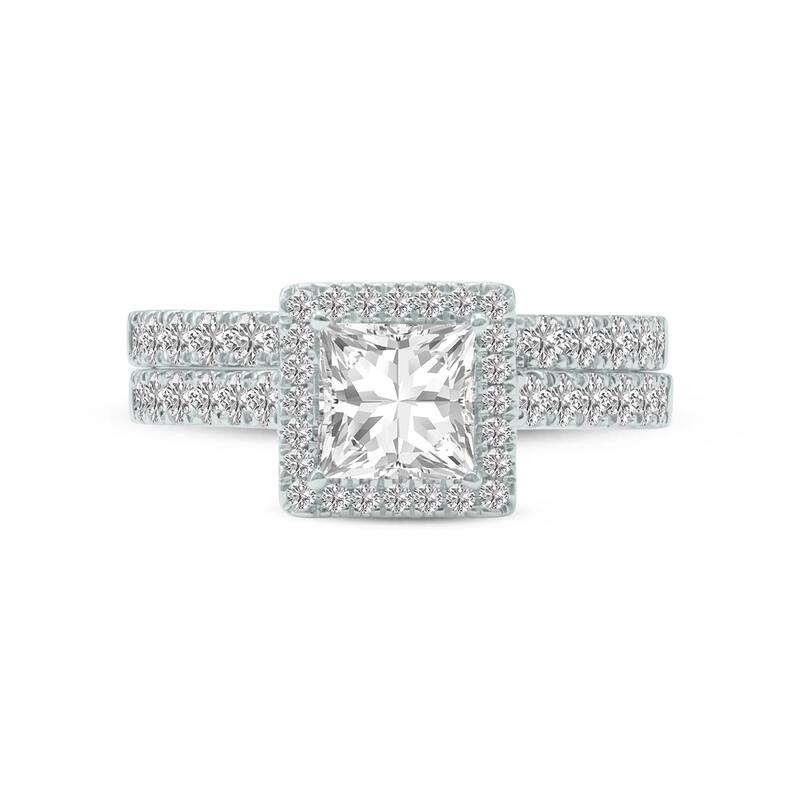 Marquee 2 3/4 Carat TW Center Princess Cut Lab Grown Diamond Halo Bridal Set in 14Karat White Gold
