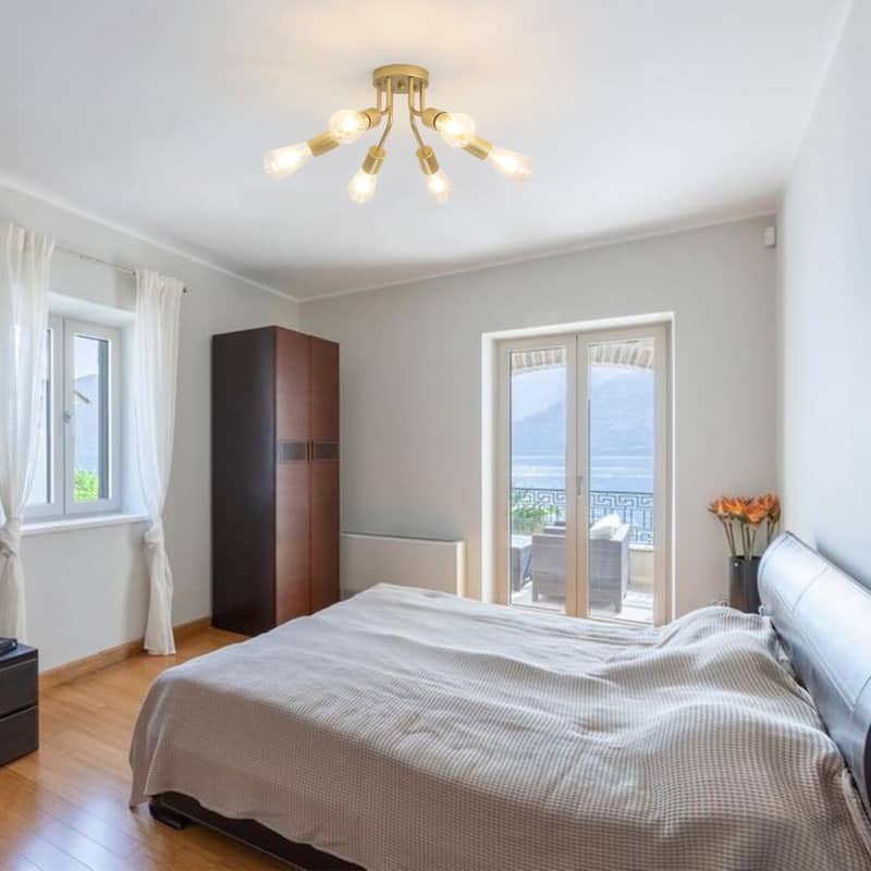 6-Light Modern Sputnik Light Fixture Semi Flush Mount Ceiling Lighting - 14.76' W