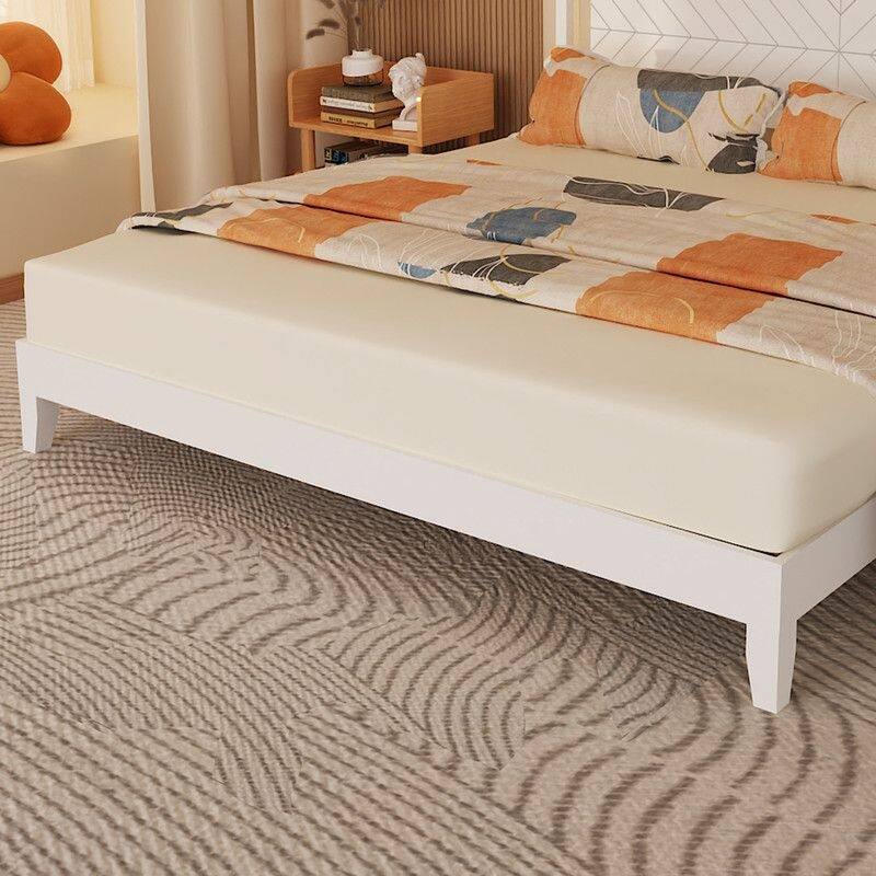 Twin Size Deluxe Bed Frame with Headboard with Solid Wood, No Box Spring Needed, Easy Assembly, White