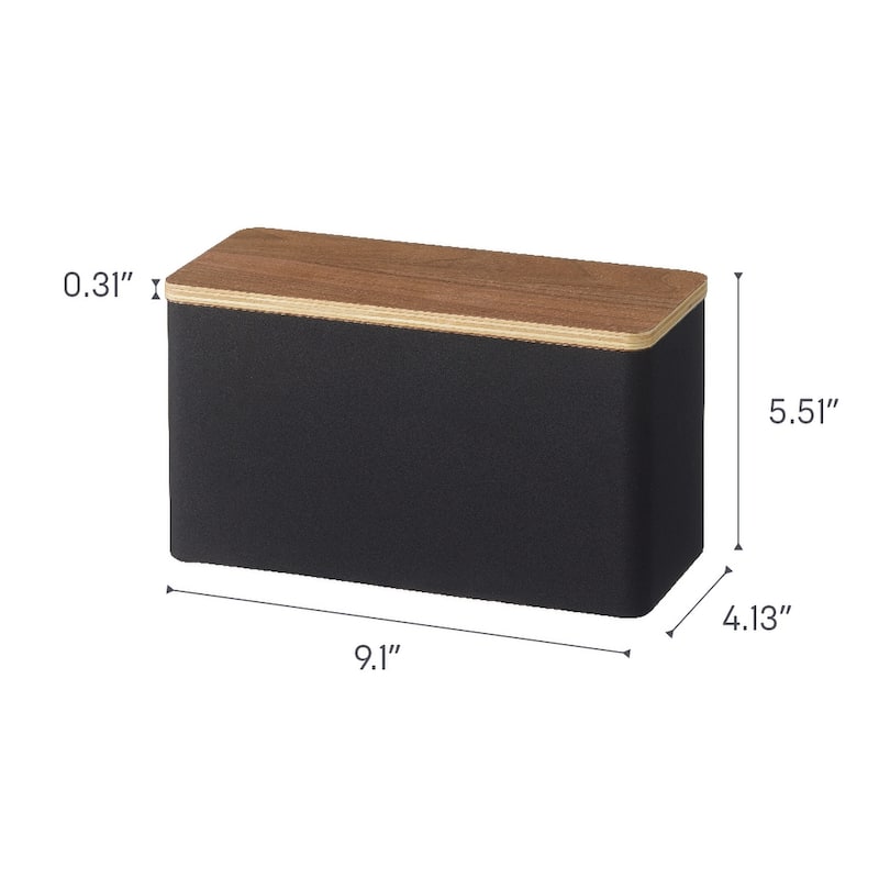 Yamazaki Home Countertop Organizer, Steel and Wood, Lid - L 4.13 x W 9.06 x H 5.51 inches