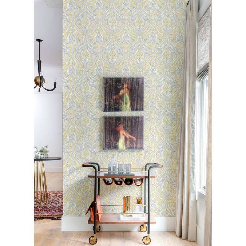A-Street Prints Fernback Yellow Ornate Botanical Wallpaper