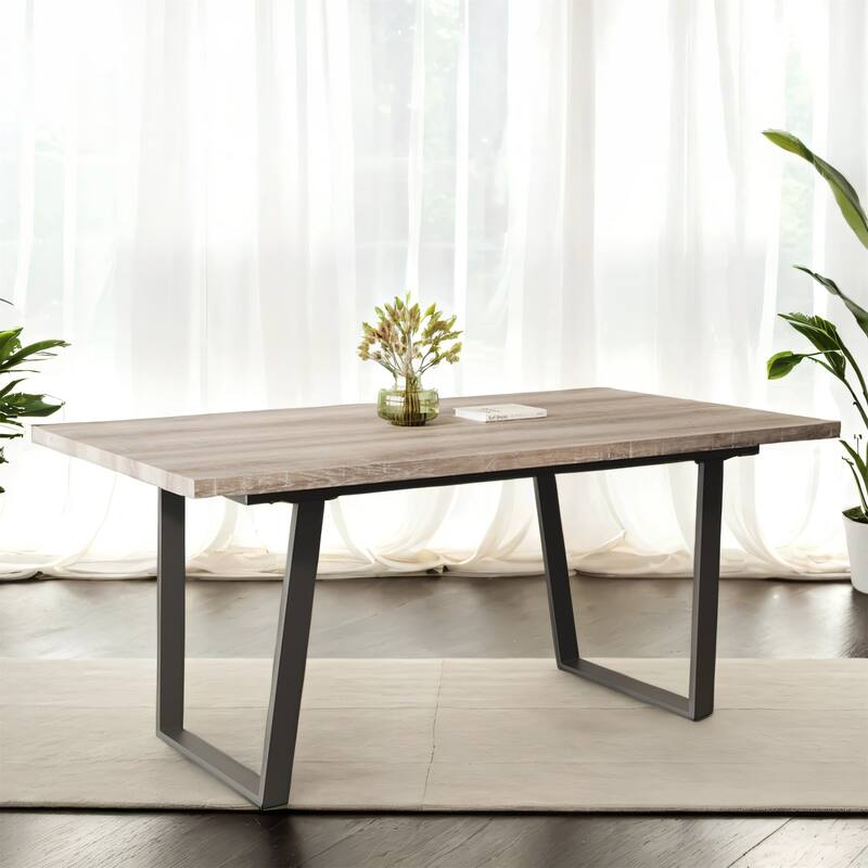 Modern Dining Table with Waterproof MDF Top, Easy to Clean & Assemble