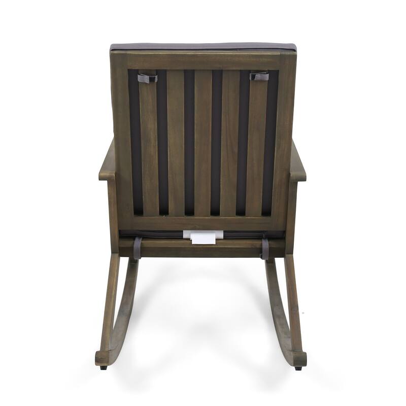 Acacia Rocking Chair Outdoor Use, Durable Acacia Wood, Water-Resistant Cushions, for Garden, Lawn, Backyard, Pool