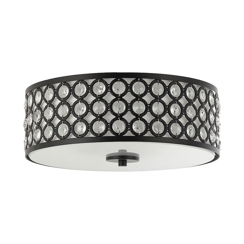 Modern 3-Light Crystal Flush Mount Black Ceiling Light