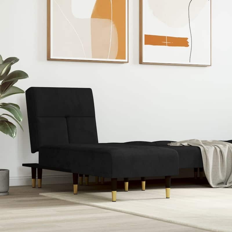 vidaXL Chaise Longue Black Velvet - 21.7" x 55.1" x 27.6" - Black
