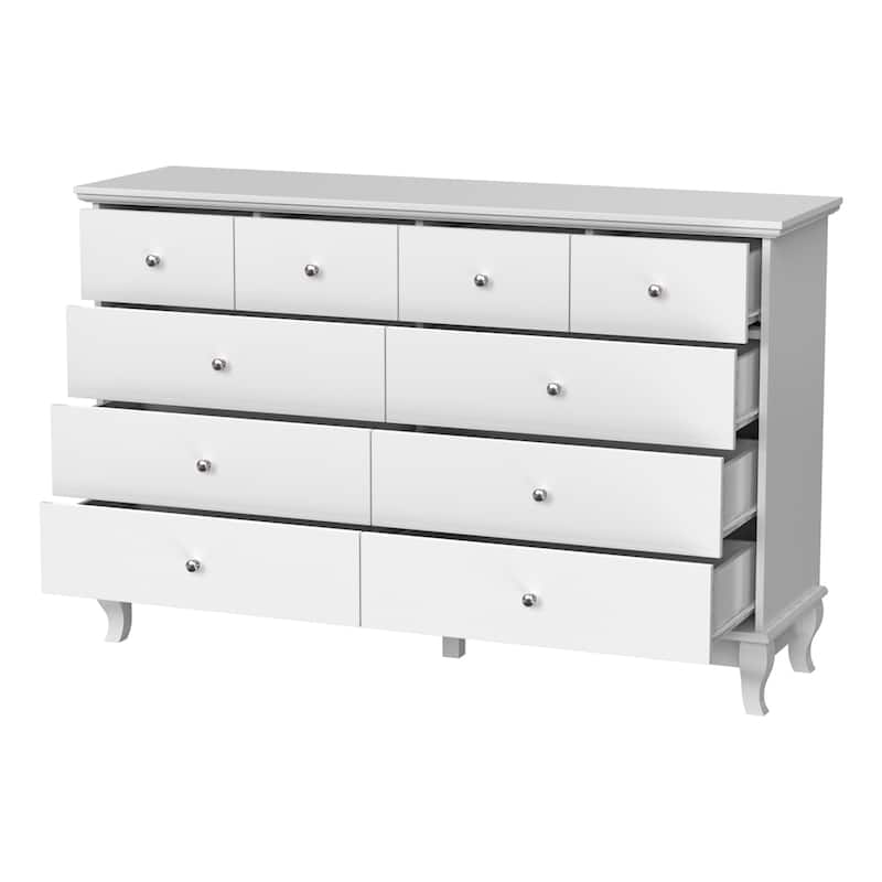 55.1" Wide Double Bedroom Dresser with Storage Drawers