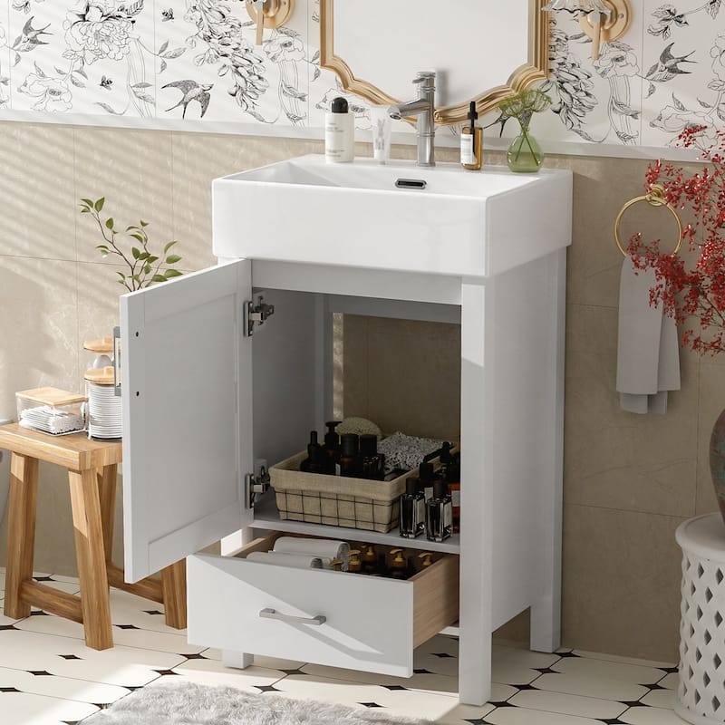 Bathroom Vanity with Ceramic Sink - White