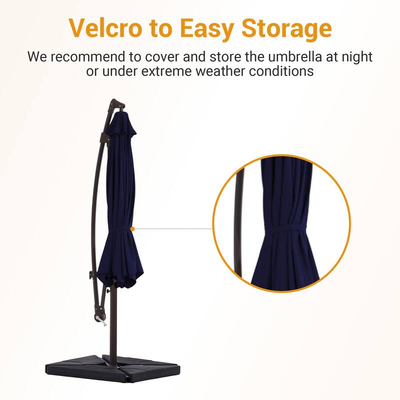 10 ft Steel Crank-lift Cantilever Umbrella With Weighted Base