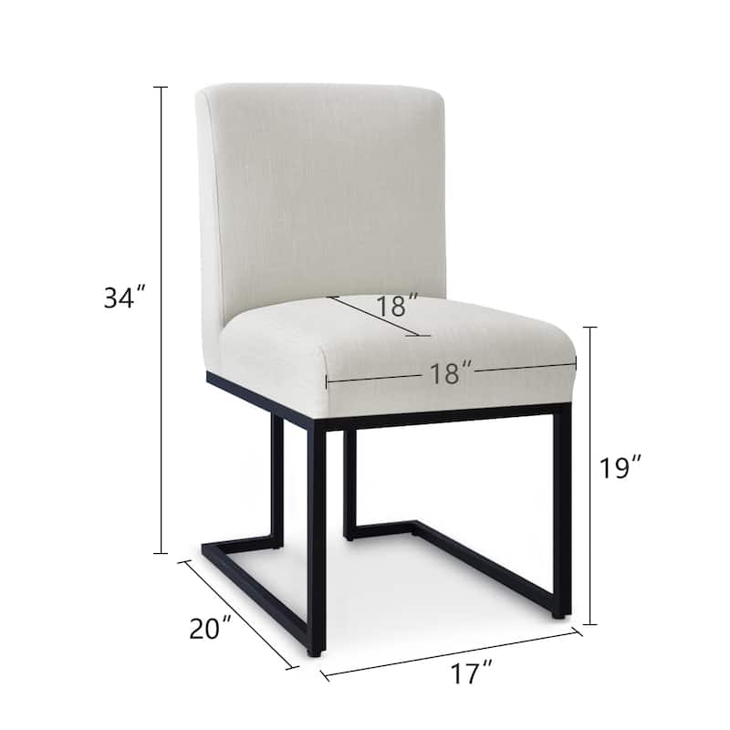 Chenille Upholstered Dining Chair with Black Metal Legs