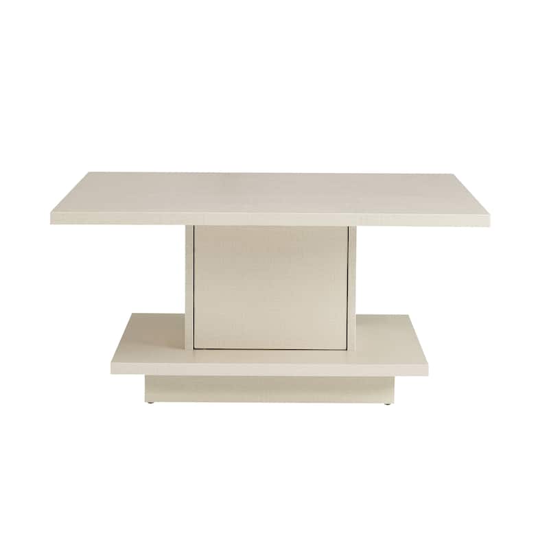 Ross Modern Square Coffee Table with Wrap Around Base Shelf and Hidden Storage by Strick & Bolton