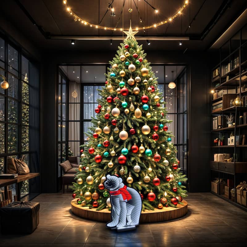 LED Lighted 3D Polar Bear Christmas Infinity Mirror - 17"