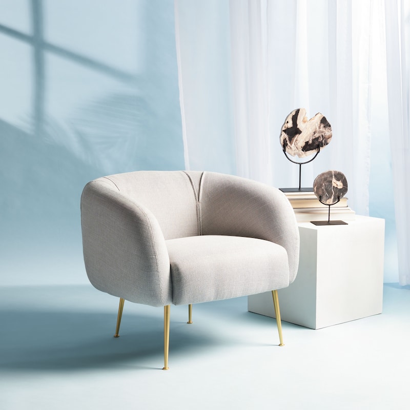 SAFAVIEH Couture Griseldis Stone Polyester Blend Accent Chair - 33" W x 30" D x 29" H - 33Wx30Dx29H