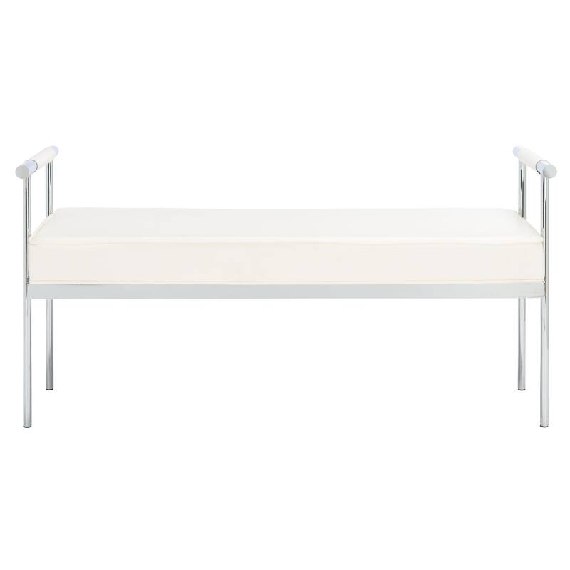 SAFAVIEH Pinkey Glam Long Rectangle Cushion Bench with Arms - 48" W x 17.3" L x 24.8" H - 48Wx17Dx25H