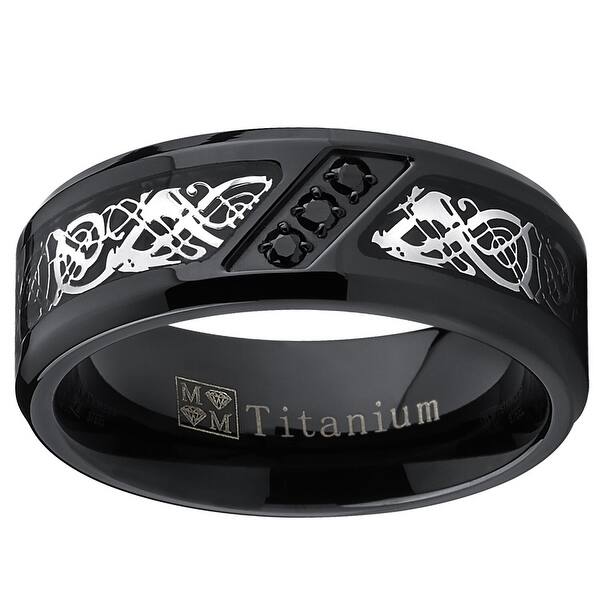 Shop Oliveti Men S Dragon Black Titanium And Carbon Fiber Ring