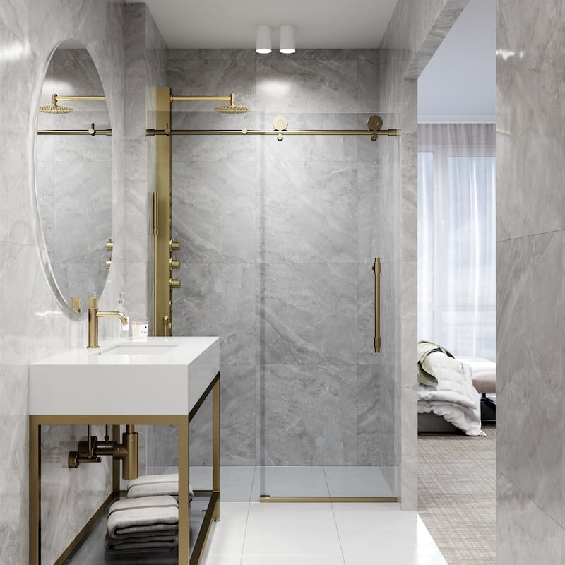 VIGO Elan Hart Frameless Sliding Shower Door