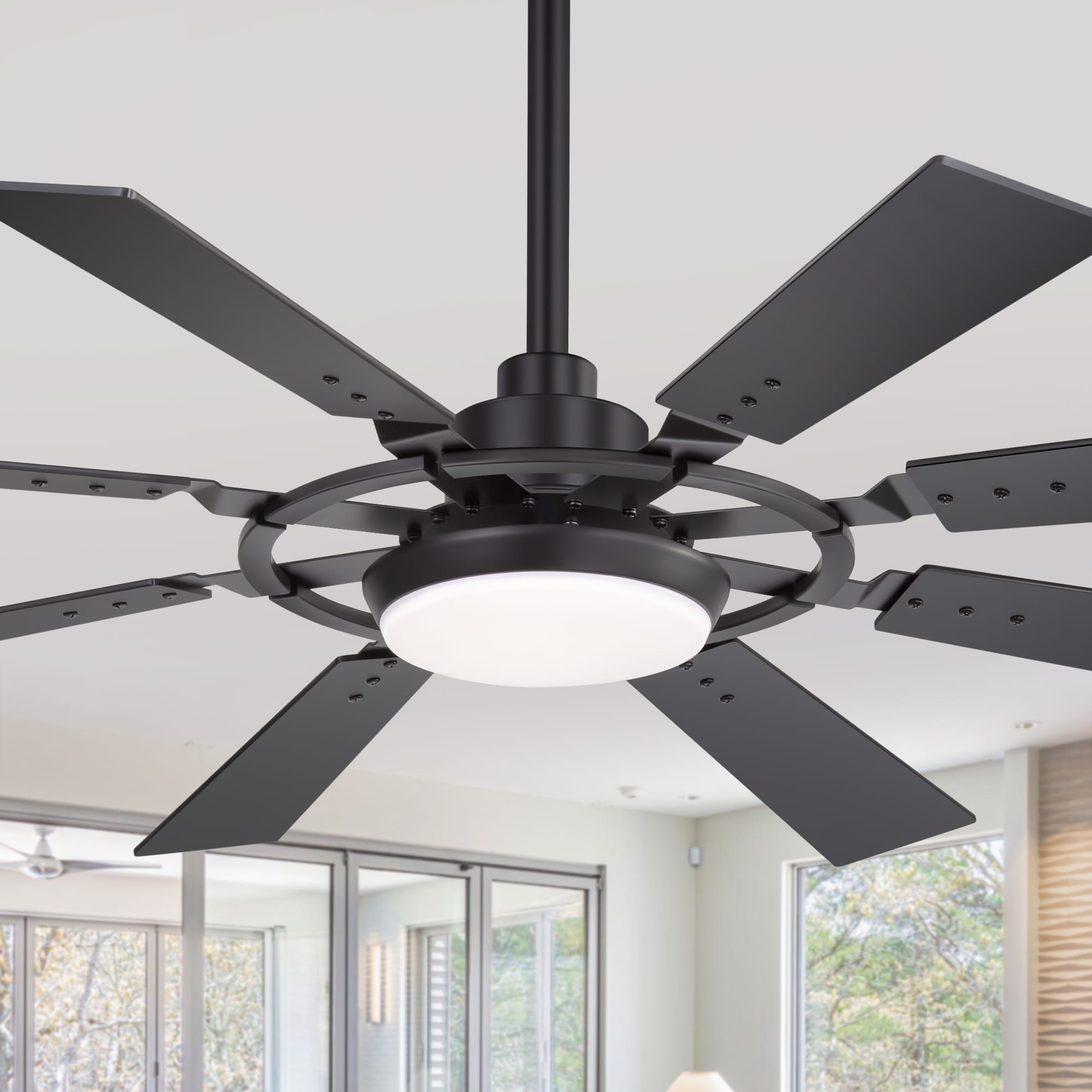 52" Reversible 8-Blade LED Ceiling Fan with Light and Remote