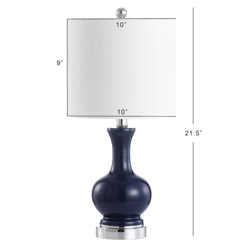 Vermont 22" Glass/Metal LED Table Lamp, White (Set of 2) by JONATHAN Y