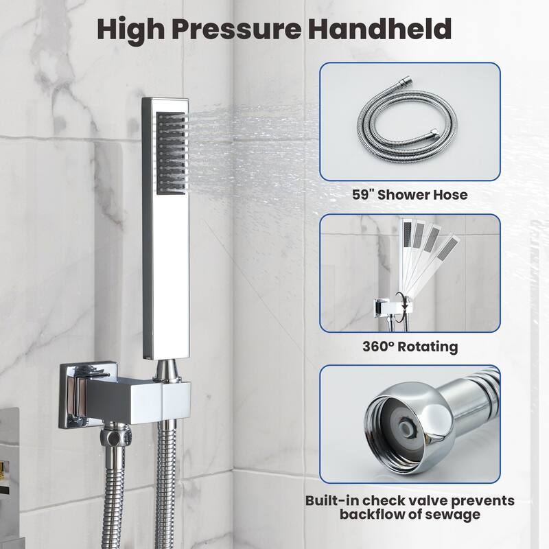 10 Inch Square Bathroom Shower System Set, 2-Function Shower Faucet