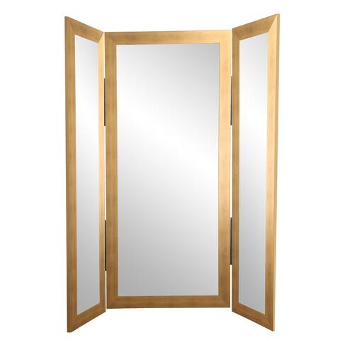 Brushed Gold Full Body Trifold Dressing Mirror