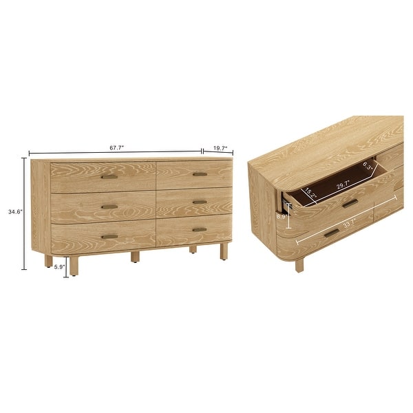 dimension image slide 3 of 4, Manhattan Comfort Solara 68" Solid Wood Dresser (6-Drawer)
