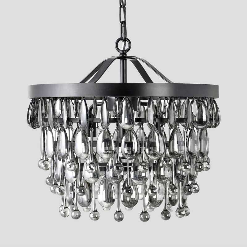Renata Glass 4-Light Black Chandelier by Kosas Home