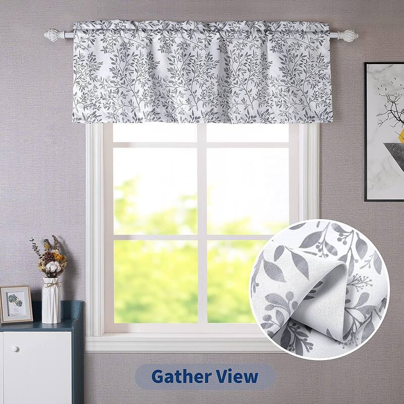 DriftAway Darby Branch Botanical Natural Printed Pattern Window Curtain Valance - 52" width x 18" length
