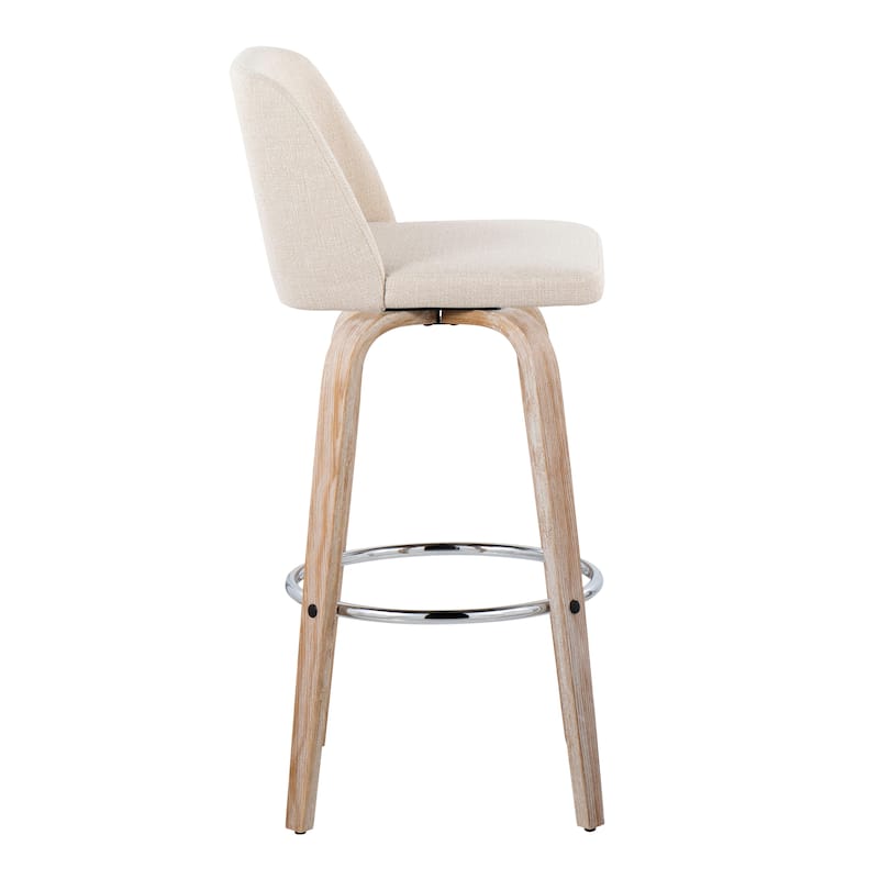 The Gray Barn Vallberga 30" Fixed-Height Bar Stool with White Washed Wood Base (Set of 2)