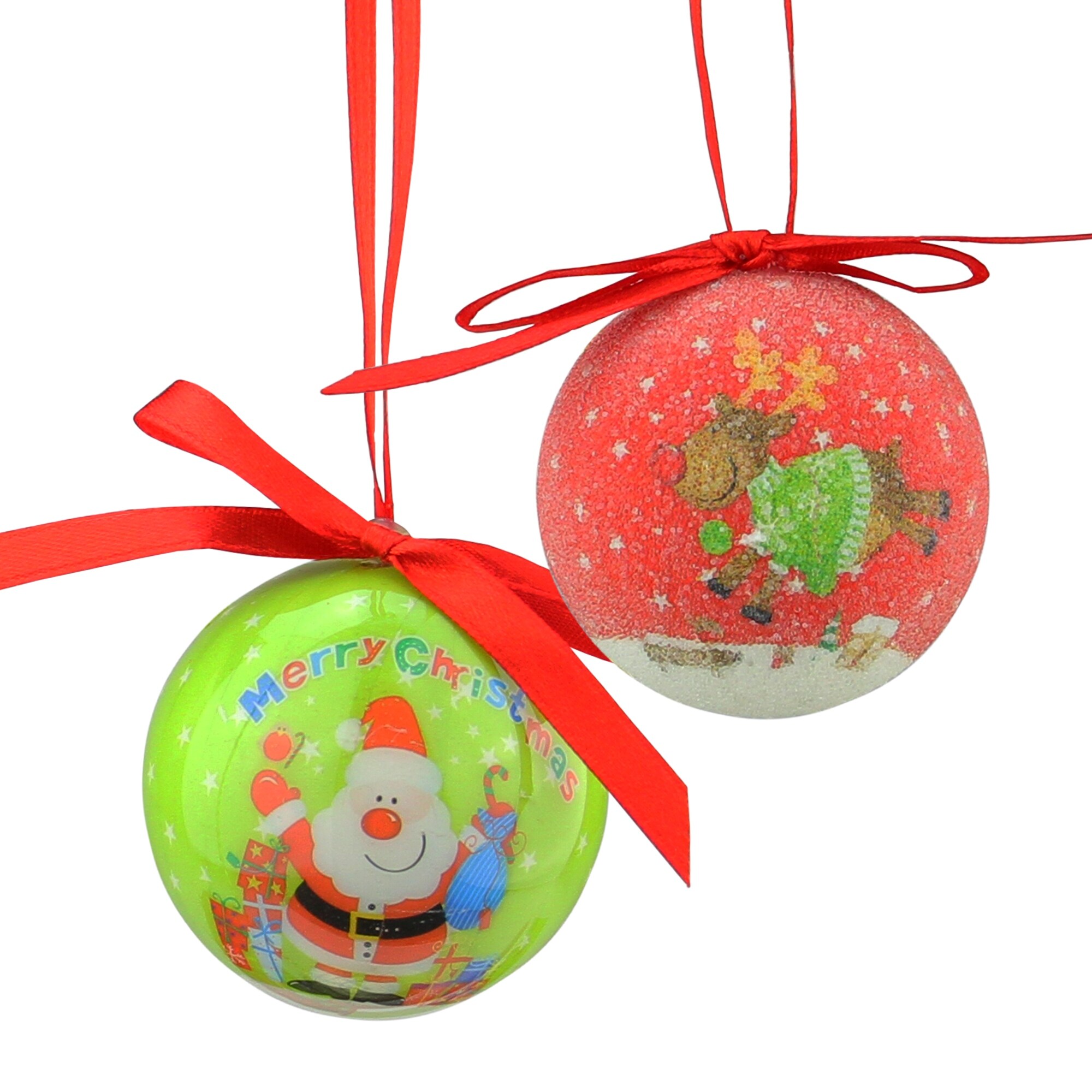Shop 10ct Red And Green Shatterproof Santa With Reindeer Decoupage