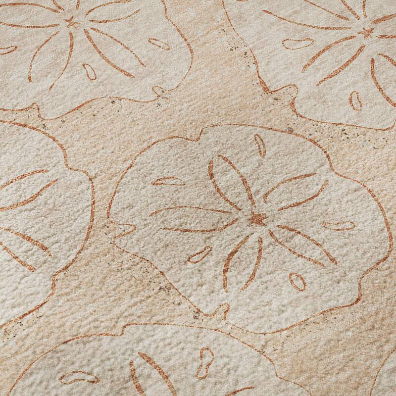 Premium Washable Super Soft Coastal Seashell Imprints Mayfield Rug