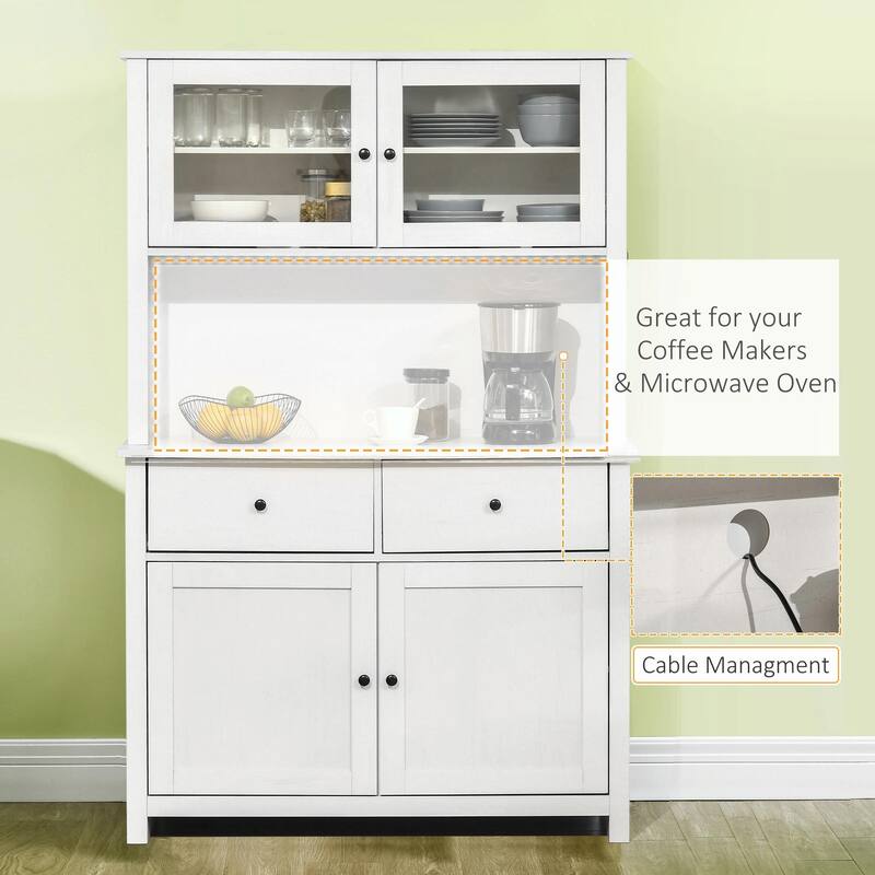 63.5" Kitchen Pantry Storage Cabine with Open Microwave Countertop