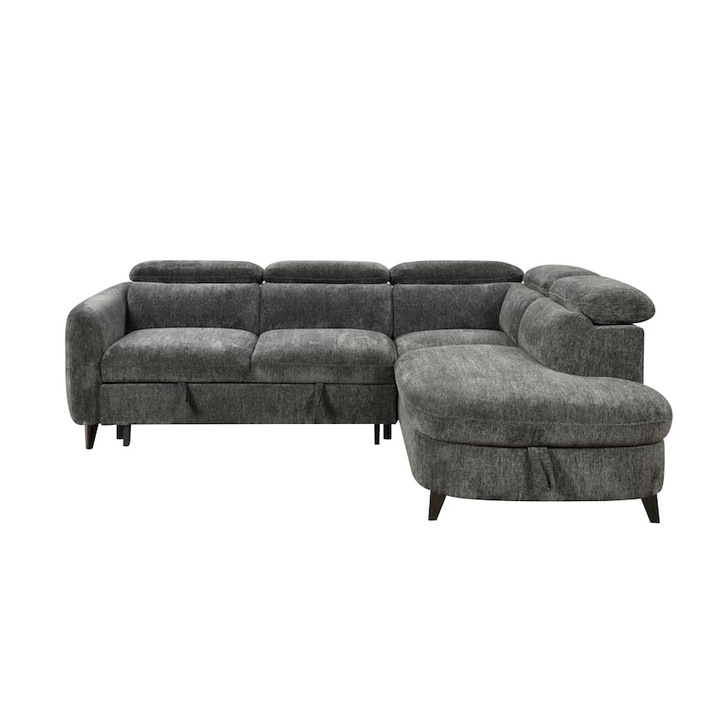 Roomfitters Sectional Sofa Bed with Pull Out Sleeper and Storage Chaise, 2 in 1 Convertible Couch for Living Room, Dark Gray