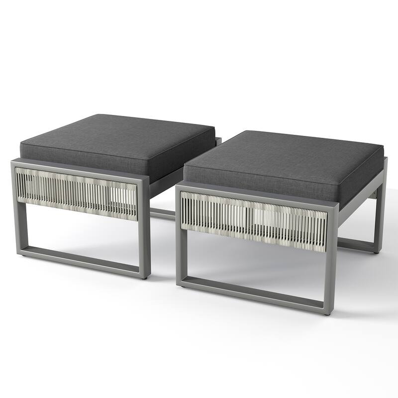 2 Piece All Weather Outdoor Ottoman - Dar Gray