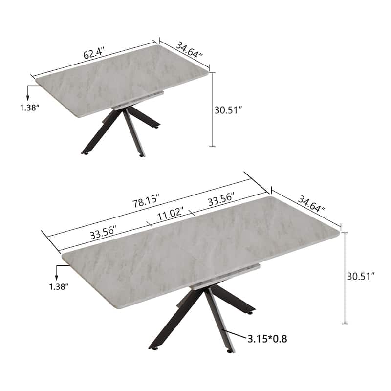 Modern Mid-Century Extendable Dining Table for Dining Room