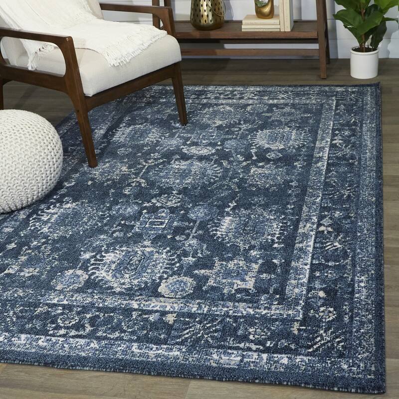 Pomeroy Vintage Oriental Medallion Area Rug - 5'3" x 7' - Navy - Rectangle