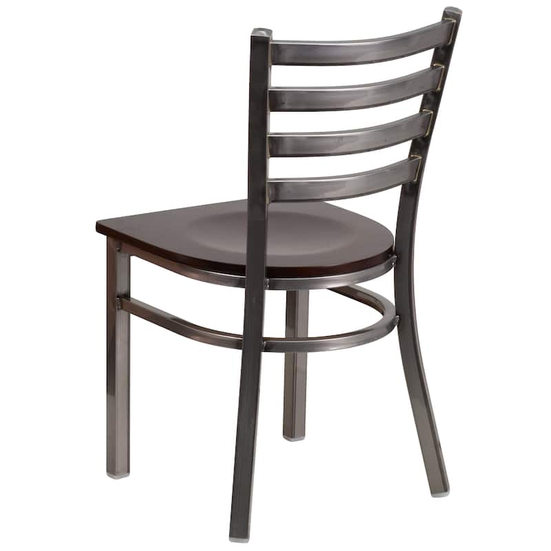 Clear Coated Ladder Back Metal Restaurant Chair - 16.5"W x 17"D x 32.25"H